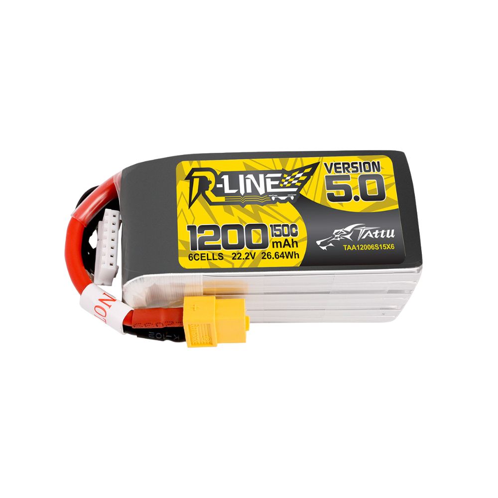 TATTU R-LINE 5.0 1200mAh 150C 22.2V 6S Battery with XT60 Plug